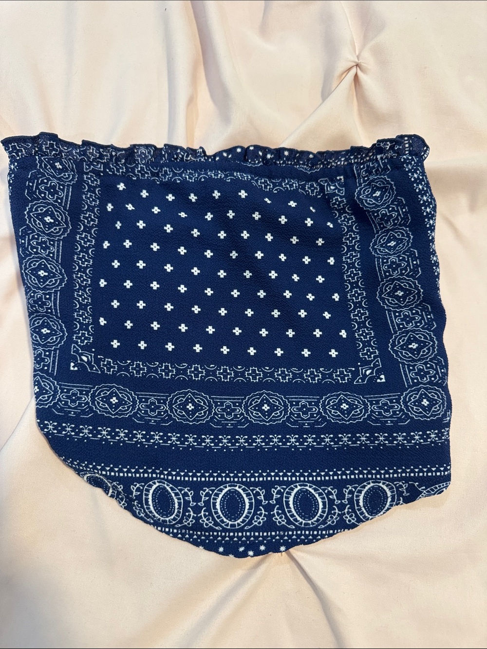 Flowers by Zoe Navy Smocked Strapless Top